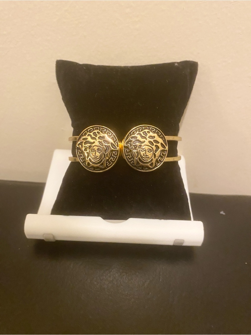Gold Medusa Like Fashion Coin Cuff Bracelet